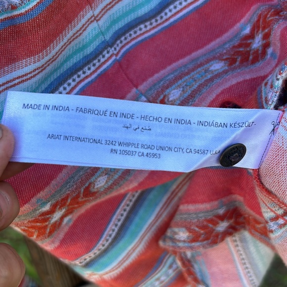 Ariat Red and Blue Button Down Shirt with Classic Collar - Picture 5 of 6